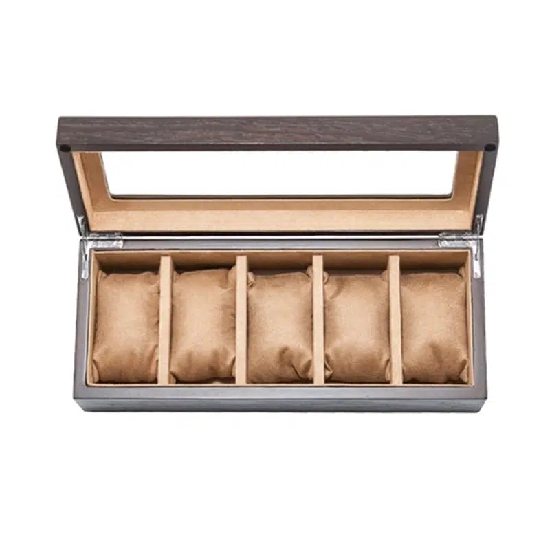 BEIGE WOODEN WATCH BOX 5 SLOTS
