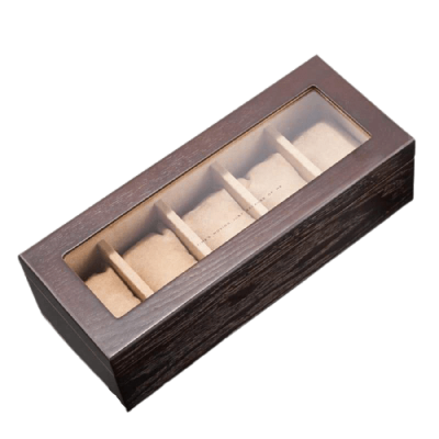 BEIGE WOODEN WATCH BOX 5 SLOTS