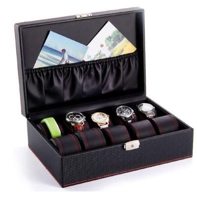 BLACK CARBON WATCH CASE 10 SLOTS