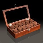 BROWN WOOD WATCH BOX 12 SLOTS