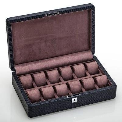 CARBON FIBER WATCH BOX WITH LOCK 12 SLOTS