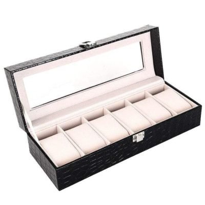 CROCODILE LEATHER WATCH BOX 6 SLOTS