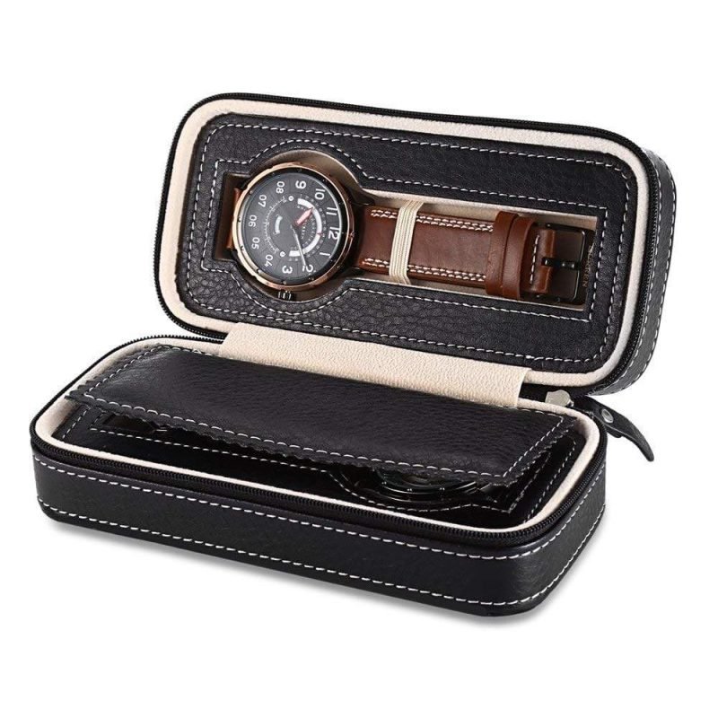 LEATHER WATCH CASE  2 SLOTS