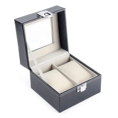LEATHERETTE WATCH BOX 2 SLOTS