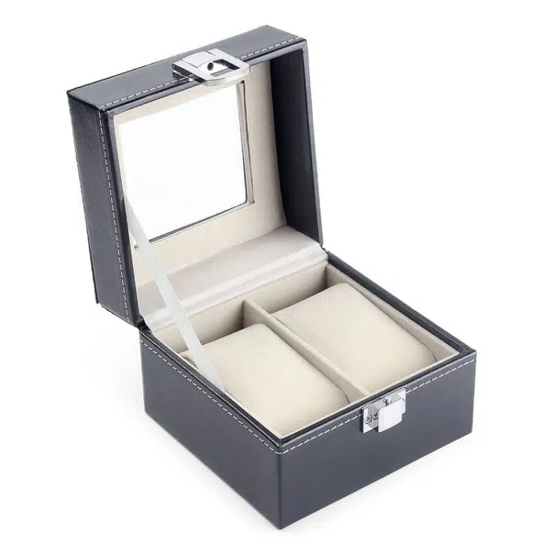 LEATHERETTE WATCH BOX 2 SLOTS
