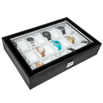 LEATHERETTE WATCH BOX 24 SLOTS