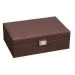 LUXURY BROWN LEATHERETTE WATCH BOX  10 SLOTS