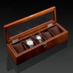 PREMIUM BROWN WOOD WATCHBOX 5 SLOTS