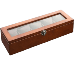 PREMIUM BROWN WOOD WATCHBOX 5 SLOTS