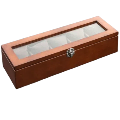 PREMIUM BROWN WOOD WATCHBOX<br/> 5 SLOTS