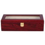 RED WOOD WATCH BOX  6 SLOTS