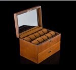 VINTAGE ASH WOOD WATCH BOX   20 SLOTS