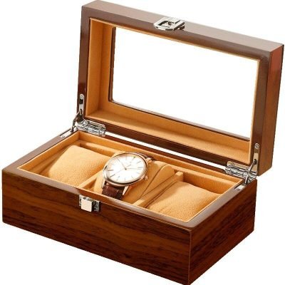 VINTAGE WOODEN WATCH BOX   3 SLOTS