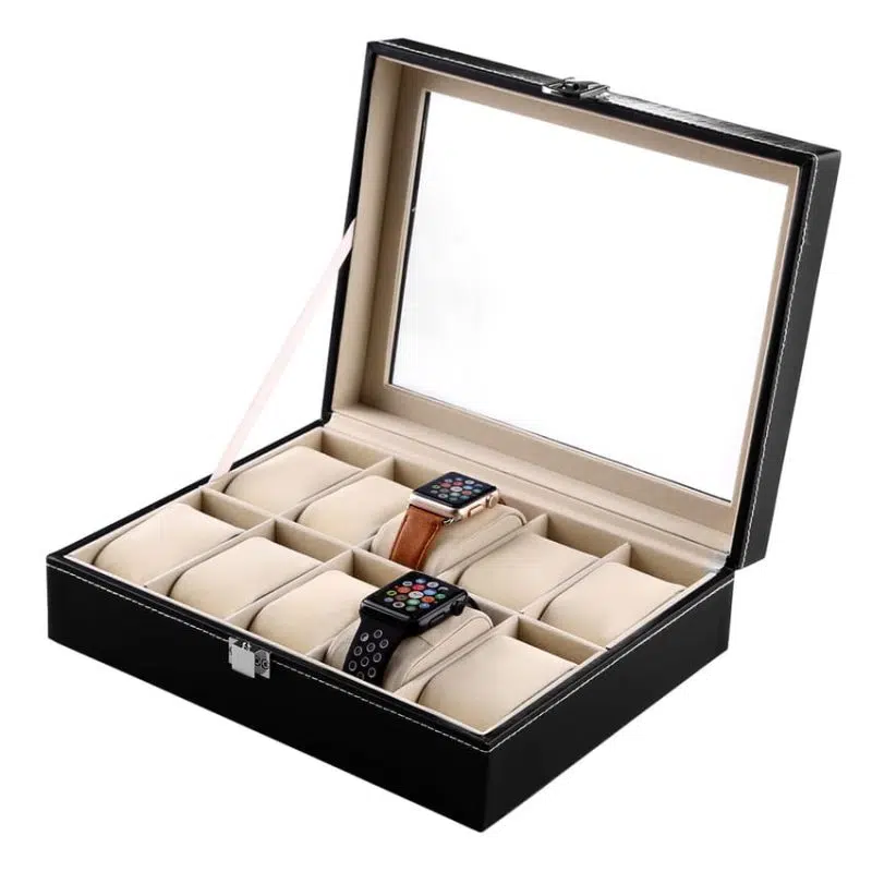 WATCH BOX IMITATION LEATHER  10 SLOTS