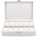 WHITE LEATHERETTE WATCH BOX12 SLOTS