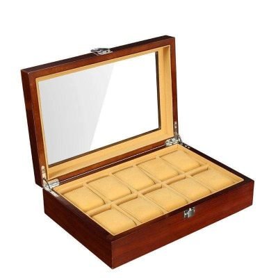 WOODEN WATCH BOX FOR STORAGE  10 SLOTS