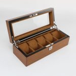 WOODEN WATCH BOX WITH LOCK  5 SLOTS