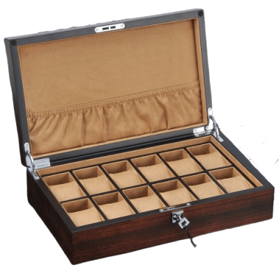 WOODEN WATCH BOX WITH POCKET  12 SLOTS