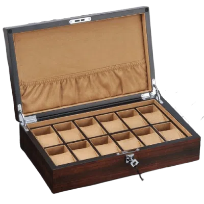 WOODEN WATCH BOX WITH POCKET  12 SLOTS