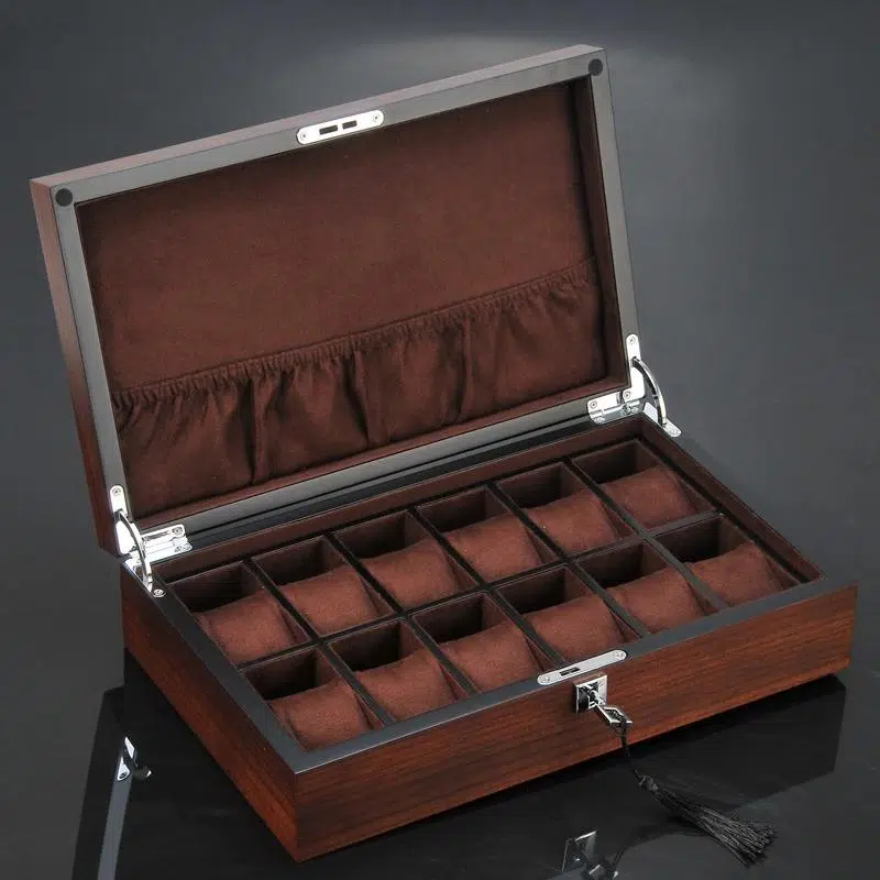 WOODEN WATCH BOX WITH POCKET  12 SLOTS