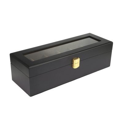 WOODEN WATCH BOX WITH SUEDE INTERIOR  6 SLOTS