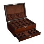 WOODEN WATCH CASE WITH POCKET  10 SLOTS