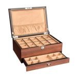 WOODEN WATCH CASE WITH POCKET  10 SLOTS