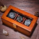 WOODEN WATCH STORAGE BOX 3 SLOTS