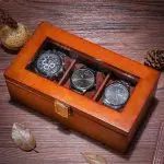 WOODEN WATCH STORAGE BOX 3 SLOTS